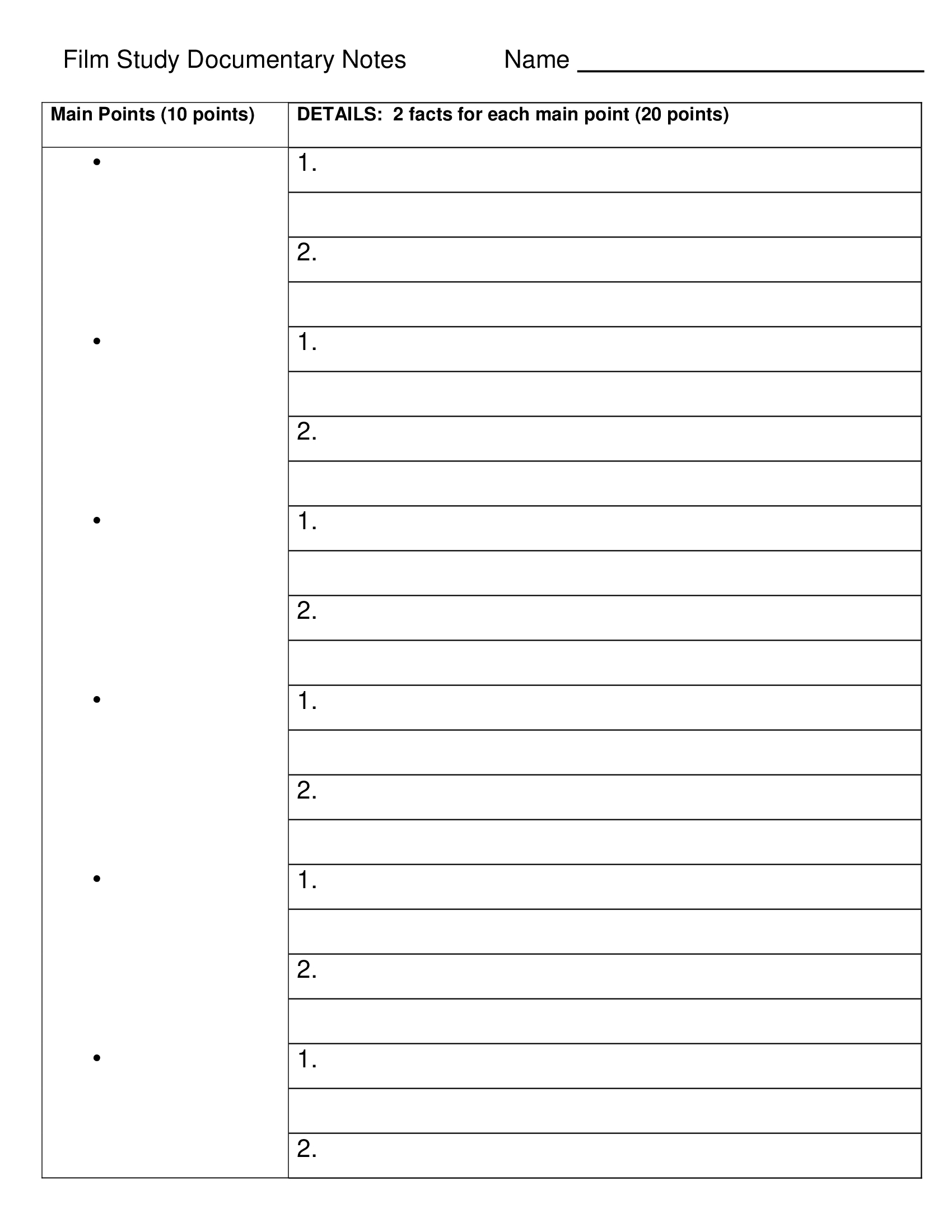 Cornell Note Template