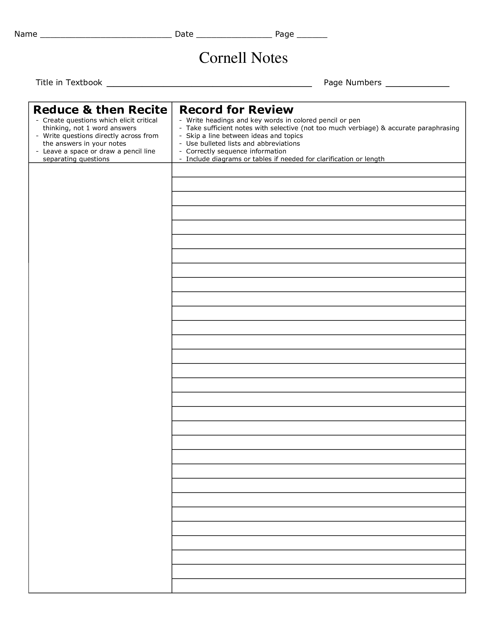 Cornell Note